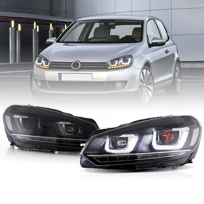 VLAND LED Headlights with Demon Eyes Fit for Volkswagen Golf6 Mk6 2010-2014