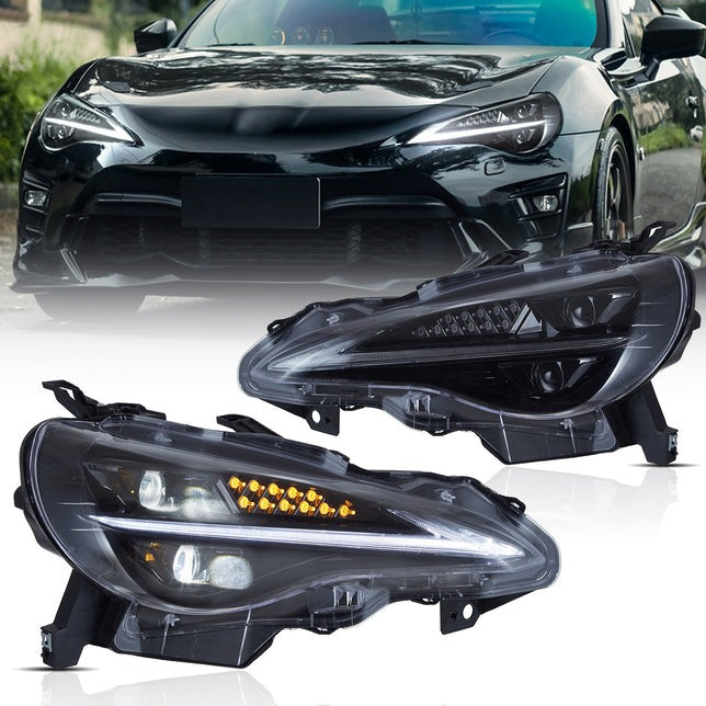 VLAND Full LED Headlights For Toyota 86 2012-2020 Subaru BRZ 2013-2019 Scion FR-S 2013-2016 1st Gen With Blue Dynamic Animation