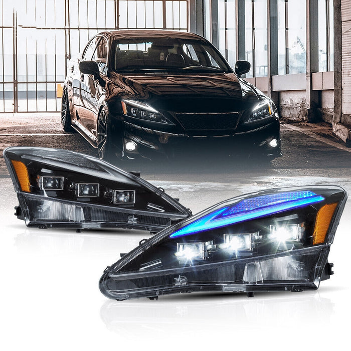 VLAND LED Projector Headlights For Lexus IS250/IS250C IS350/IS350C IS220d 2006-2012 ISF 2008-2014 With Animation & Blue Breathing