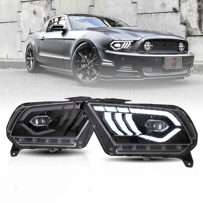 VLAND LED Headlights For Ford Mustang 2010-2014 With Sequential Turn Signals
