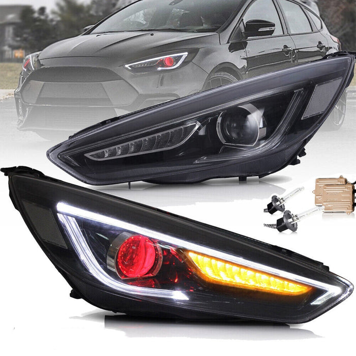 VLAND LED Headlights With Demon Eyes And D2H Xenon Bulbs For Ford Focus 2015-2018