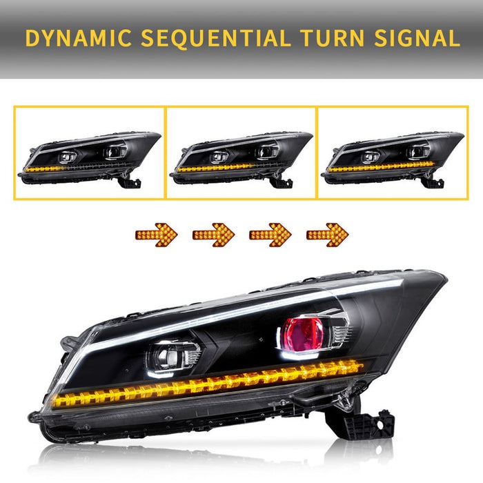 VLAND Dual Beam Headlights Without Demon Eyes Fit For Honda Accord 2008-2012