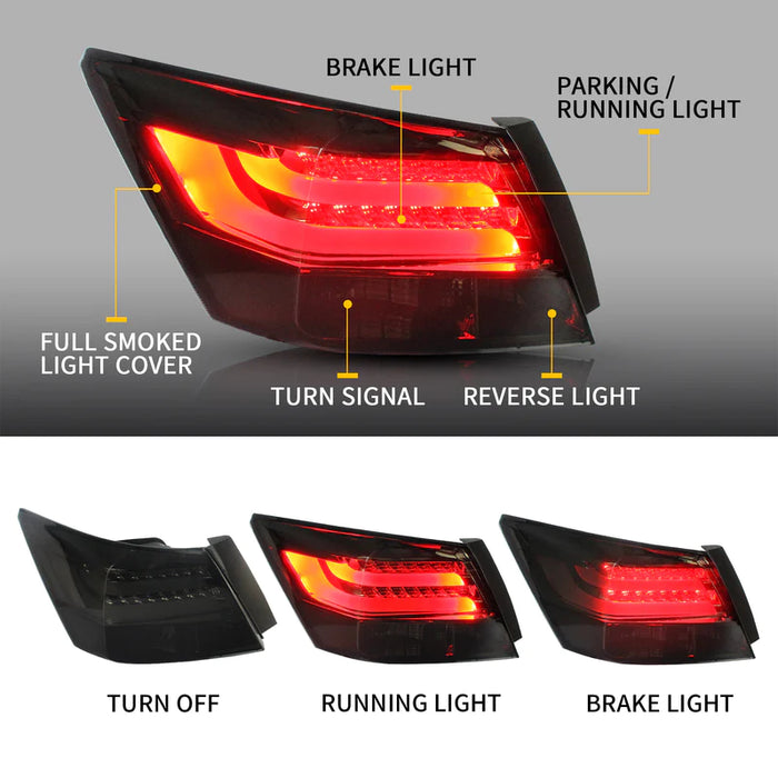 VLAND LED Tail Lights For Honda Accord Inspire 8th Gen Sedan 2008-2013 (2PCS)
