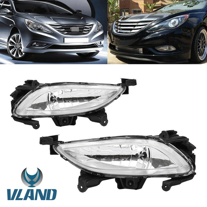 VLAND Fog Lights For Hyundai Sonata 2011-2014 Clear Bumper Lamp w/Bulb+Wire+Switch