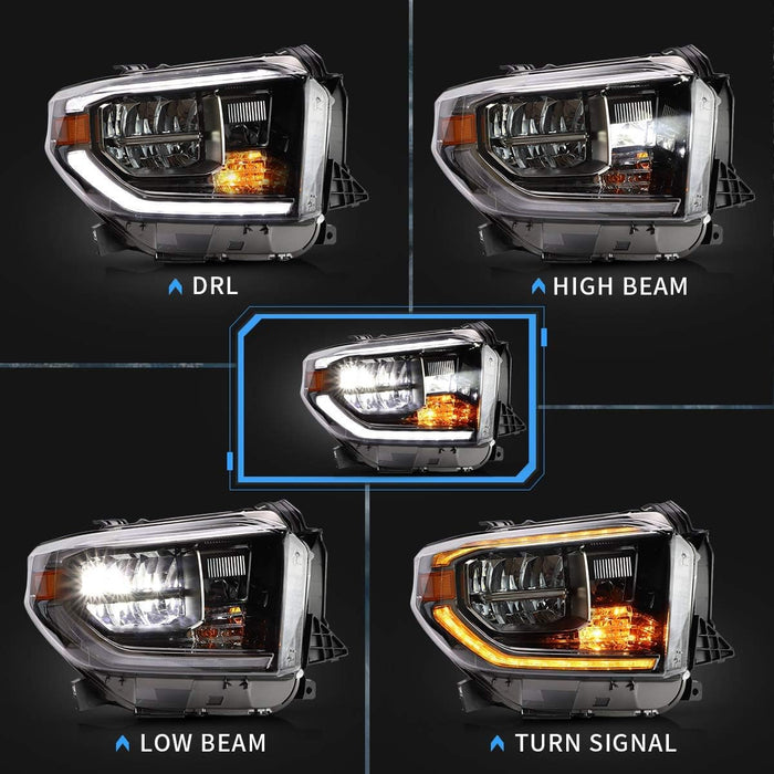 VLAND LED Headlights Fit For 2014-2021 Toyota Tundra with Sequential Turn Signals