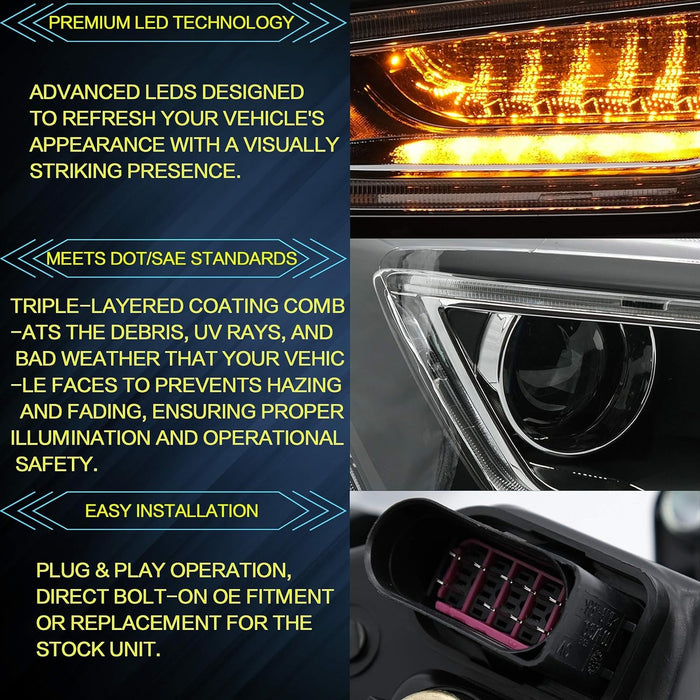 VLAND Dual Beam LED HeadlightsFit For Volkswagen Polo 2011-2017