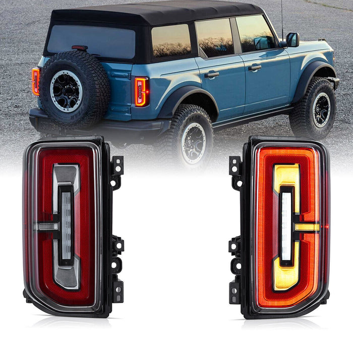 VLAND Led Tail Lights Compatible For Ford Bronco 2021-2023 6th Gen U725 (NOT FIT RAPTOR) With Dynamic Running Light
