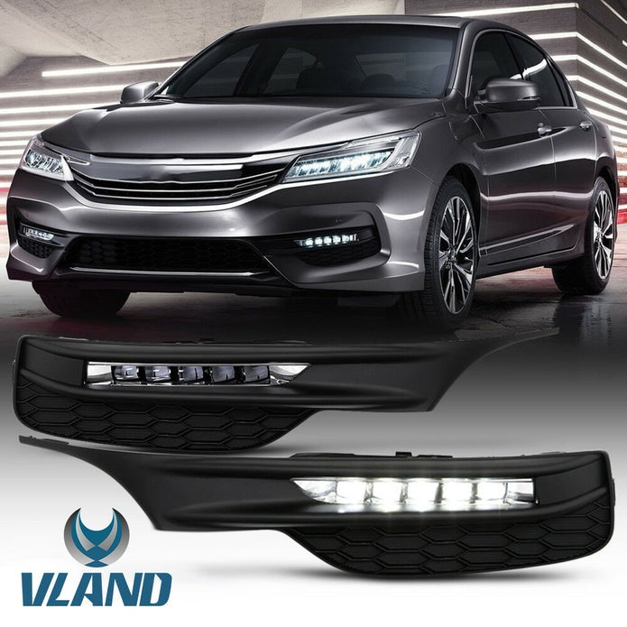 VLAND Fog Lights Fit For Honda Accord Sedan 2016 2017 With Bezel Switch Wires