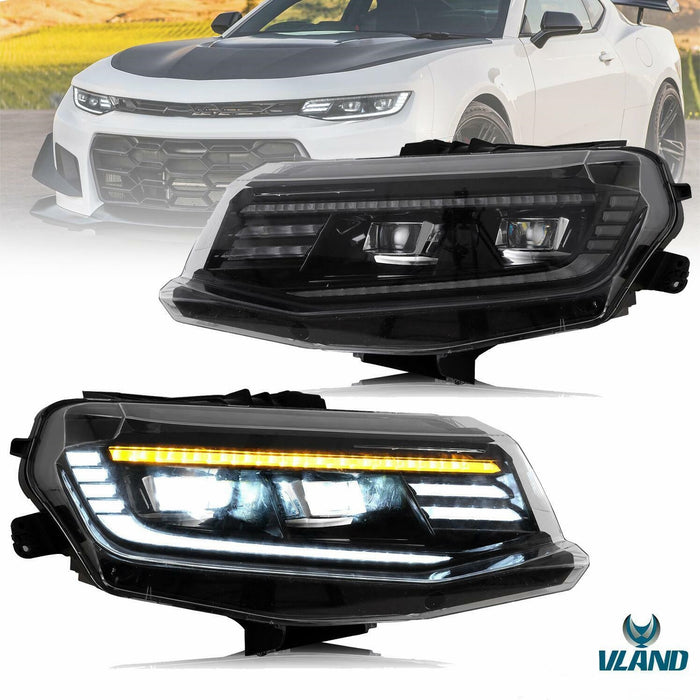 VLAND LED Projector Headlights For Chevrolet Camaro 2016-2018 6th Gen