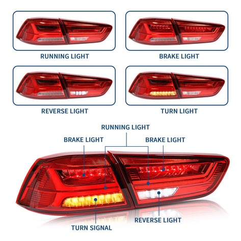 VLAND Full LED Taillights And D2H/H7 Xenon Bulbs For Mitsubishi Lancer EVO X 2008-2018