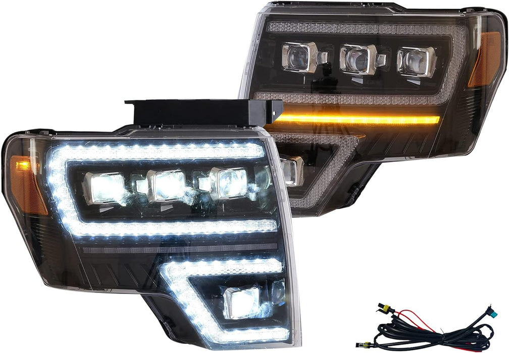 VLAND LED Headlights Compatible For 2009-2014 Ford F150  with Breathe Dynamic DRL (Not for Led Models & F250 F350)