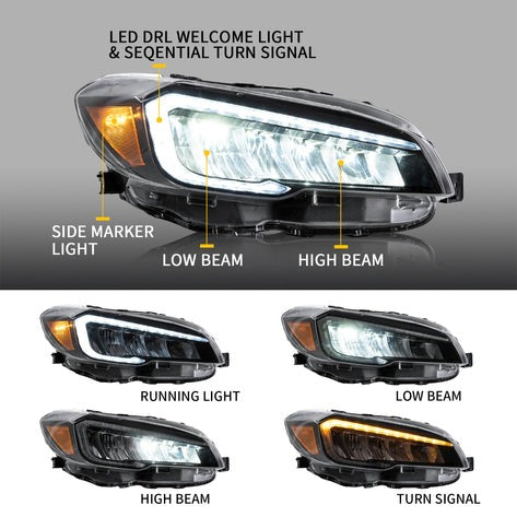 VLAND LED Headlights Compatible For Subaru WRX 2015-2021 With Startup Animation
