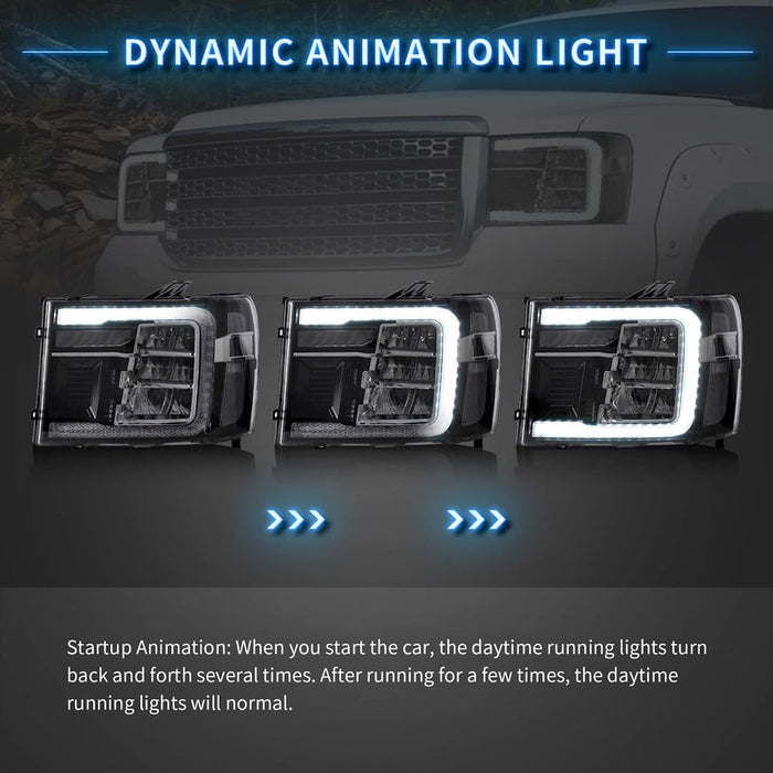 VLAND LED Headlights For 2007-2013 GMC Sierra 1500 2500HD 3500HD With Dynamic DRL