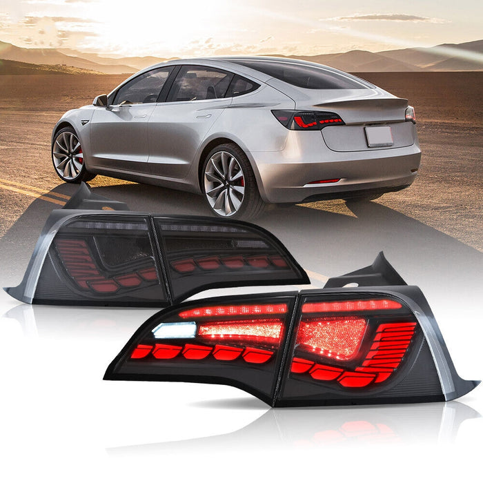 VLAND LED Tail Lights For Tesla Model 3 2017-2023 Model Y 2020-2023 W/Startup Animation