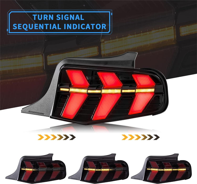 VLAND LED Tail lights Fit For Ford Mustang 2010-2012 with Amber Sequential Turn Signal
