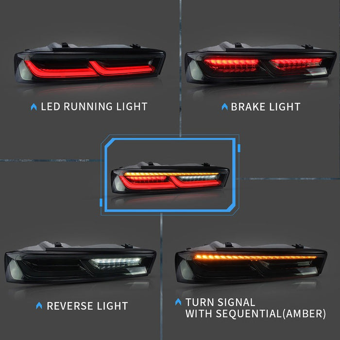 VLAND LED Tail Lights For Chevrolet Chevy Camaro 2016-2018 With Reverse Lights (Fit For American Models)