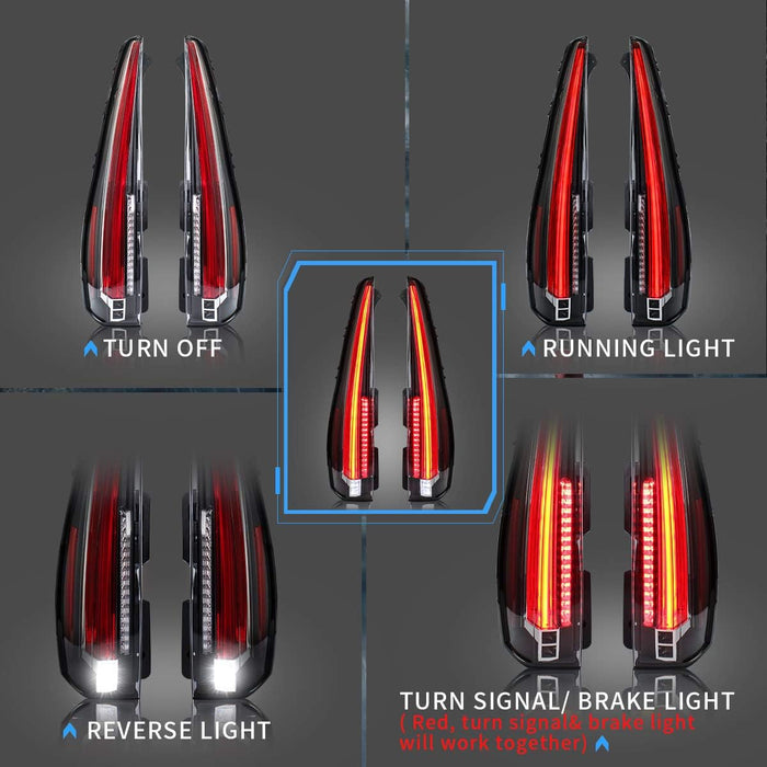 VLAND Full LED Tail Lights For Cadillac Escalade 2007-2014 ( Not Fit GMC and Hybird Models) 6 Holes with 6Pins