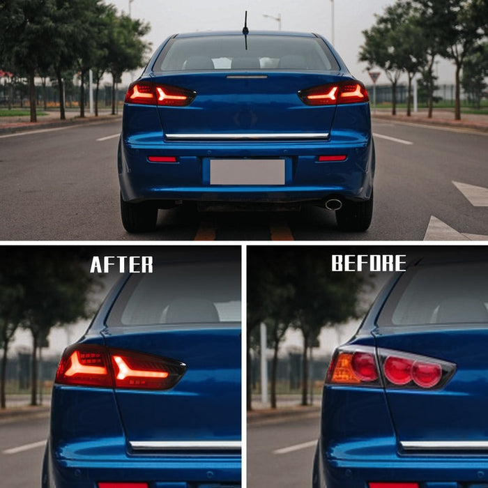 VLAND LED Tail Lights For Mitsubishi Lancer EVO X 2008-2018 With Sequential Turn Signal(CN Warehouse)