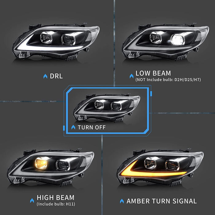 VLAND LED Headlights And D2H/H7 Xenon Bulbs For Toyota Corolla 2011-2013