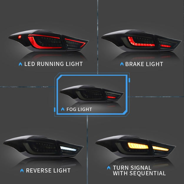 VLAND LED Taillights For Hyundai Elantra Sedan 2012-2016 & Elantra Coupe 2013-2014
