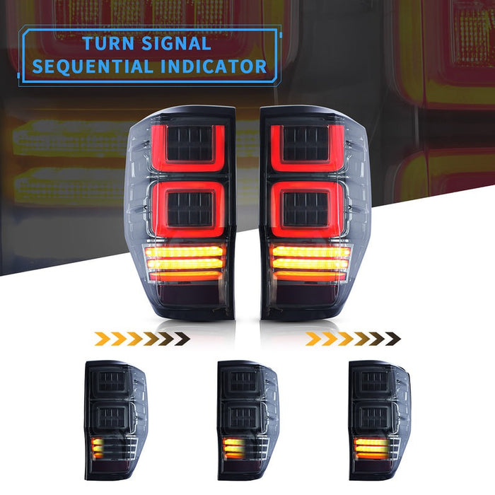 VLAND Full LED Tail Lights For Ford Ranger (T6) 2012-2018 1st Gen w/Sequential Indicators(Not Fit For US Models)