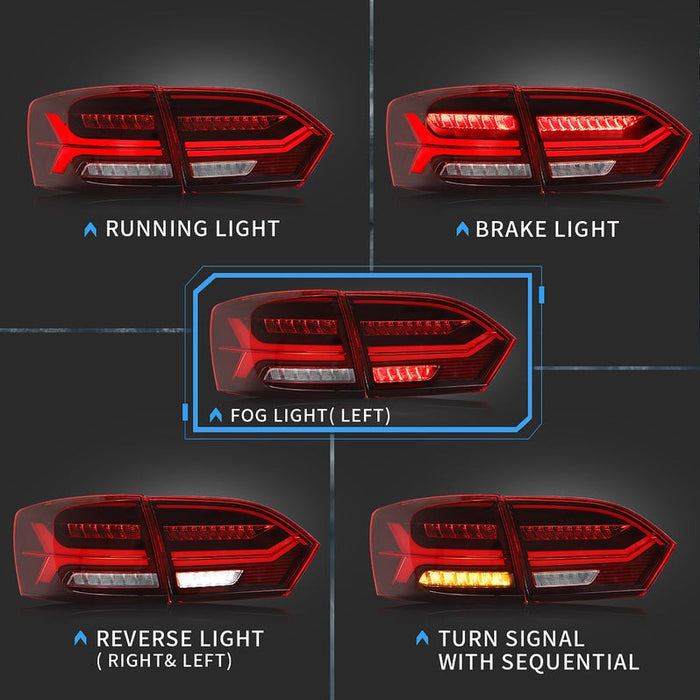 VLAND LED Taillights for Volkswagen Jetta MK6 2011-2018 Sedan 6th Gen / Sagitar 2012-2018