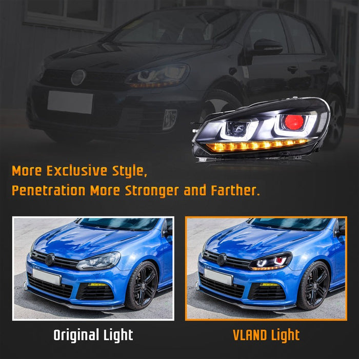 VLAND LED Headlights with Demon Eyes Fit for Volkswagen Golf6 Mk6 2010-2014
