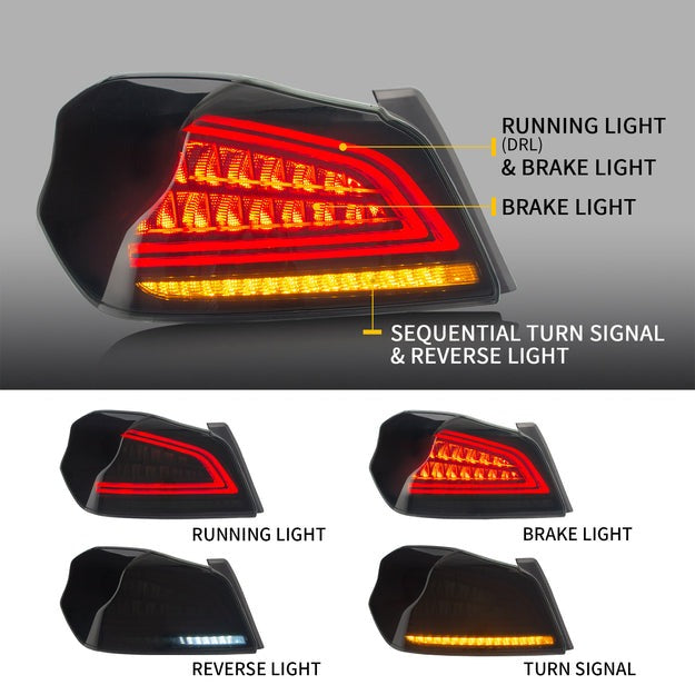 VLAND Full LED Tail lights Assembly Fit for 2014-2021 Subaru WRX/STI