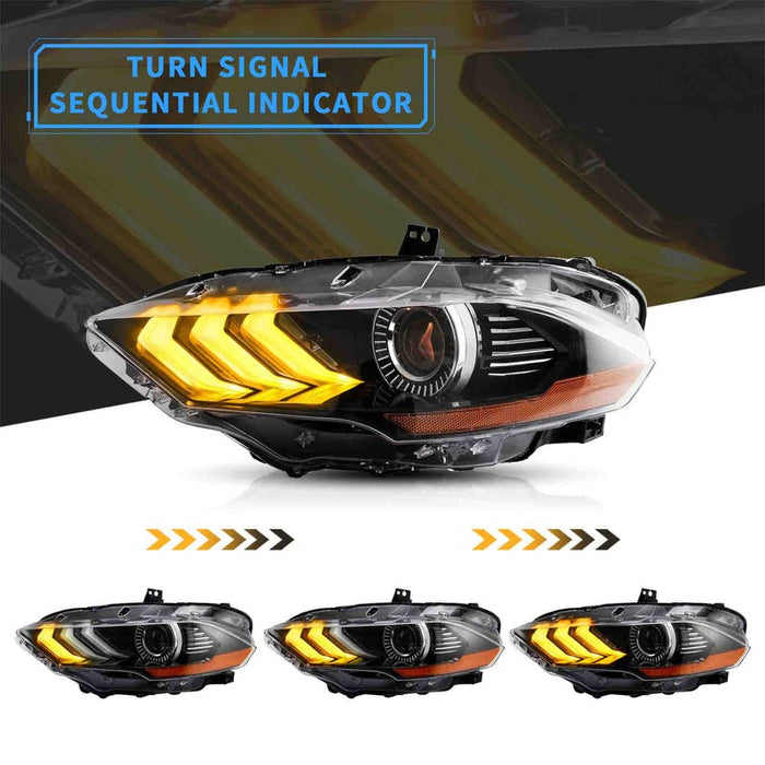VLAND Full LED RGB Headlights And 5 Modes Switchable Taillights For Ford Mustang 2018-2023 6th Gen Refresh Model S550