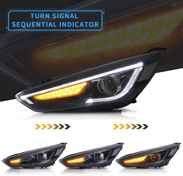 VLAND LED Headlights With Demon Eyes And D2H Xenon Bulbs For Ford Focus 2015-2018