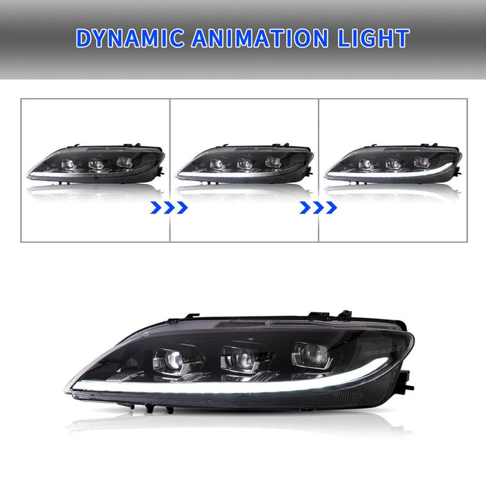 VLAND LED Headlights Compatible For 2003-2008 Mazda 6 M6 (GG1) With Welcome / Breathe Function Dynamic DRL