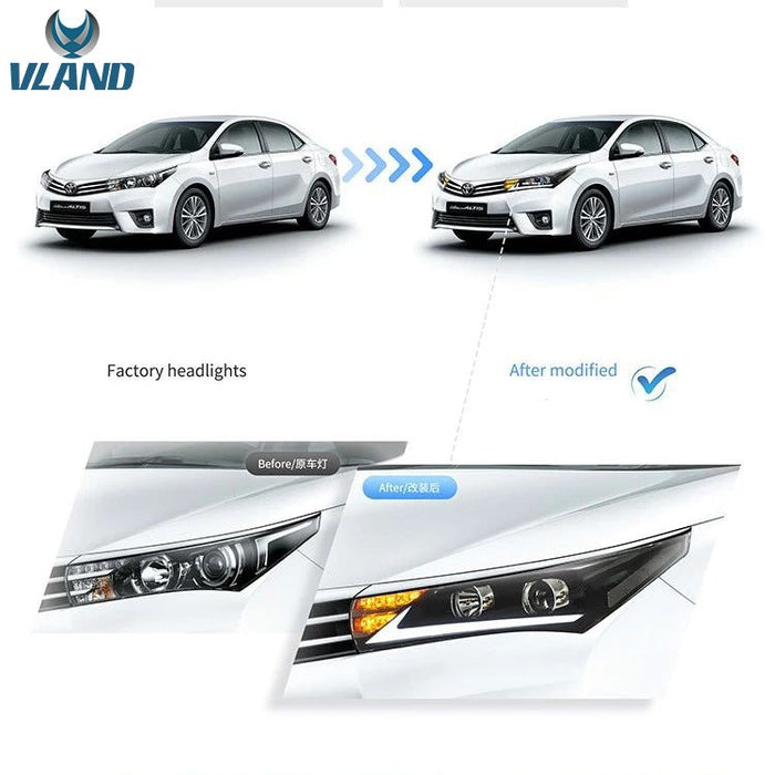 VLAND LED Headlights for Toyota Corolla 2014-2017(Not Fit For American/Australian/European Car Models)