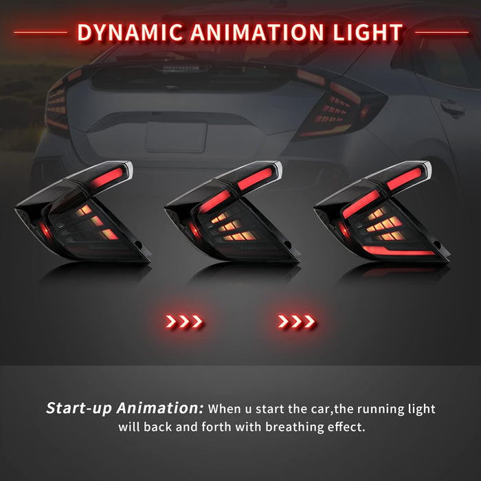 VLAND LED Taillights For Honda Civic Hatchback LX Sport EX 2016-2021 (5 Door, 10th generation)