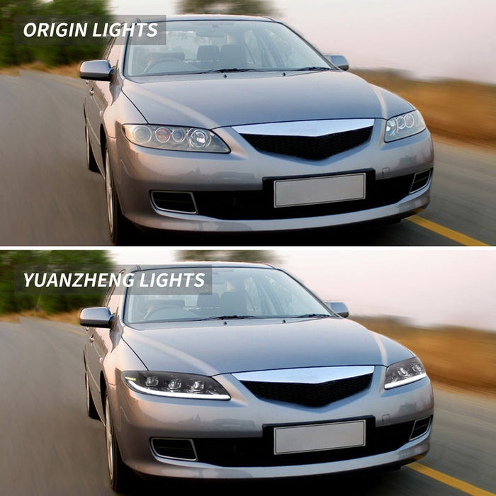 VLAND LED Headlights Compatible For 2003-2008 Mazda 6 M6 (GG1) With Welcome / Breathe Function Dynamic DRL