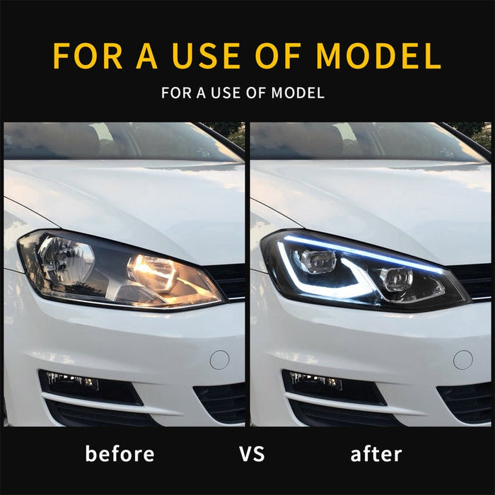 VLAND Full LED Headlights For Volkswagen VW Golf 7 / MK7 2014-2017 (NOT fit for Golf GTI and Golf R models)