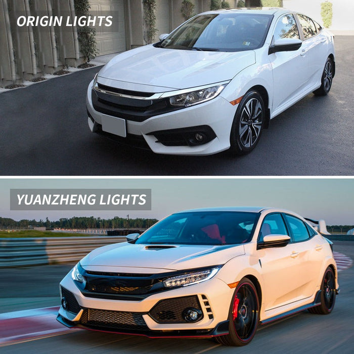 VLAND Full LED Headlights Compatible for Honda Civic 10TH Gen Honda Civic Sedan / Coupe / Hatchback / Type R 2016-2021