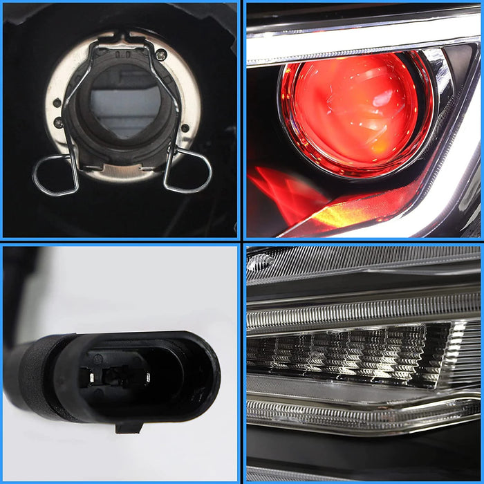 VLAND Demon Eye Headlights with D2S LED Bulbs Fit for Mitsubishi Lancer EVO X 2008-2020