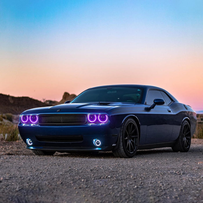 VLAND RGB Headlights & D2S LED Bulbs Conversion Kit Compatible with Dodge Challenger 2008-2014 w/Sequential Indicator Halo