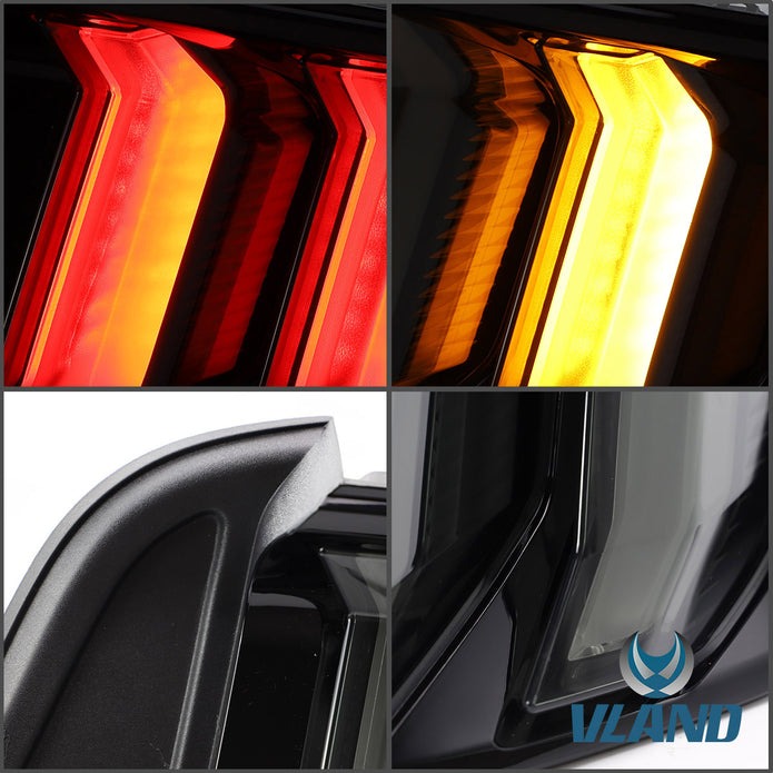 VLAND Full LED Taillights Assembly Compatible For Ford Mustang 2015-2023 With Five Modes Sequential Turn Signal Light