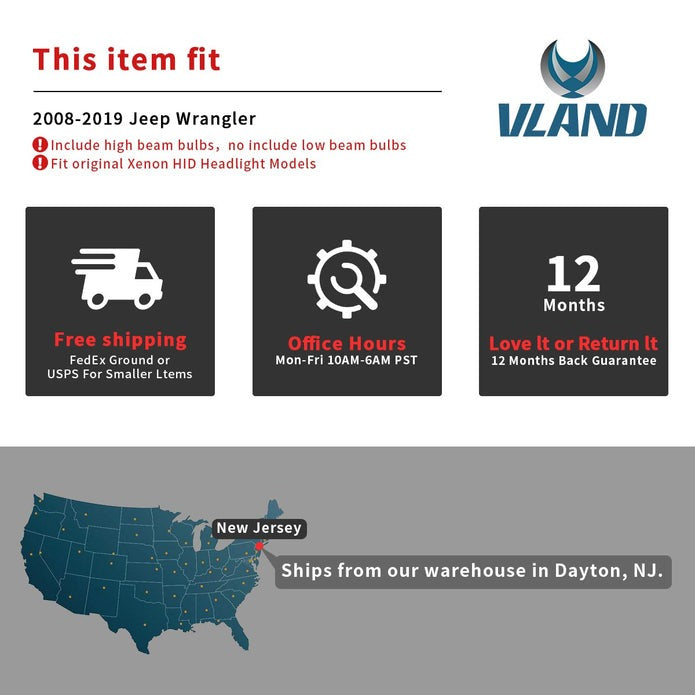 VLAND Full LED Headlights for Jeep Wrangler JL 2018-UP w/ Activate Lighting (NOT FIT FOR 2018 JK MODEL)