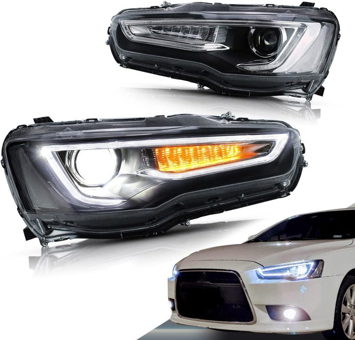 VLAND Dual Beam Projector Headlights Compatible for Mitsubishi Lancer EVO X 2008-2020