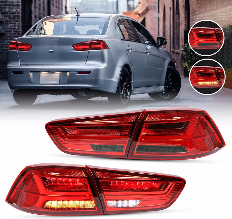 VLAND Full LED Smoked Tail Lights Assembly for Mitsubishi Lancer EVO X 2008-2020 (NOT for Sportbacks/fortis/io)