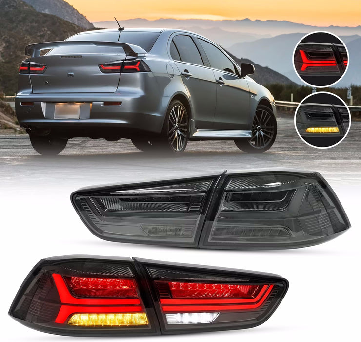 VLAND Full LED Smoked Tail Lights Assembly for Mitsubishi Lancer EVO X 2008-2020 (NOT for Sportbacks/fortis/io)