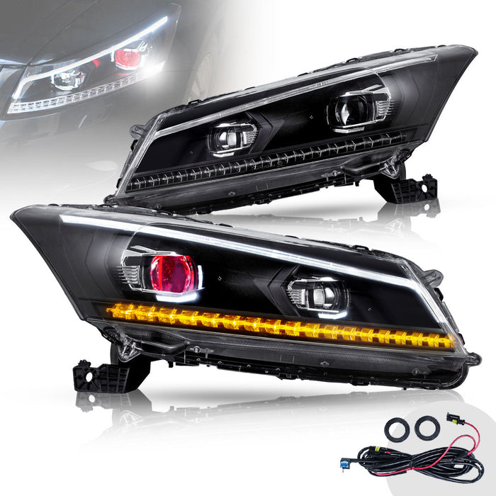 VLAND Dual Beam Headlights With Demon Eyes For Honda Accord 2008-2012