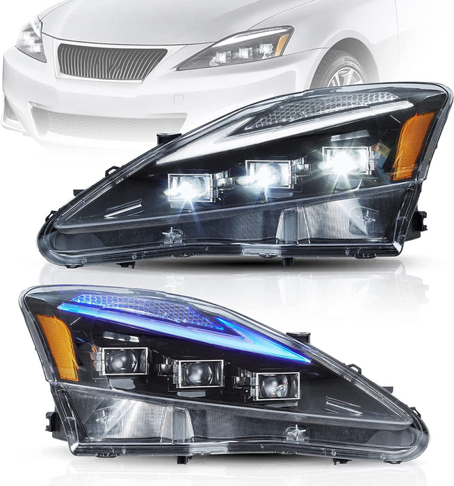 VLAND LED Projector Headlights For Lexus IS250/IS250C IS350/IS350C IS220d 2006-2012 ISF 2008-2014 With Animation & Blue Breathing