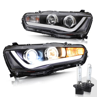 VLAND LED Projector Headlights for Mitsubishi Lancer EVO X 2008-2017 with Dynamic Turn Signal