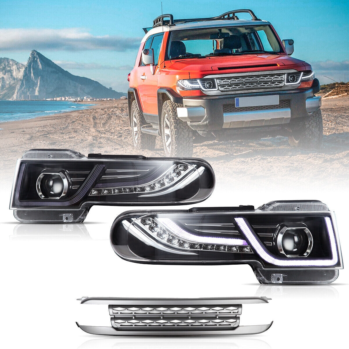 VLAND LED Headlights For Toyota Fj Cruiser With Grille 2006-2022 (Bulbs Not Included)