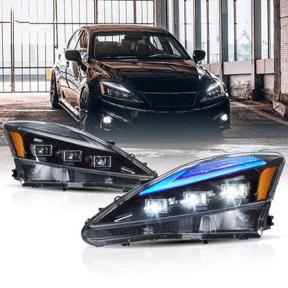 VLAND LED Projector Headlights For Lexus IS250/IS250C IS350/IS350C IS220d 2006-2013 ISF 2008-2014 With Animation & Blue Breathing