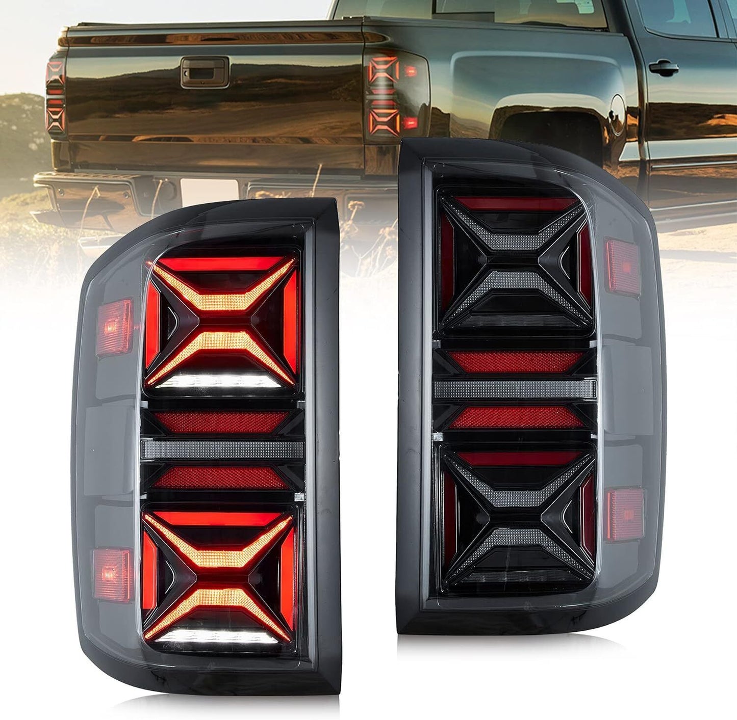 VLAND Full LED Tail Lights Fit For GMC Sierra 2014-2018 1500 2015-2018 2500HD 3500HD