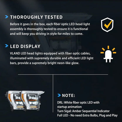 VLAND LED Projector Healights For Ford F150 2021-2023 Fourteenth Gen